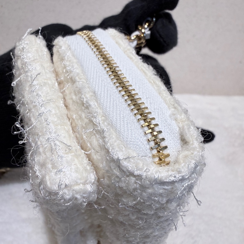 Chanel✨2023A白金毛呢蝴蝶結卡包零錢包-22