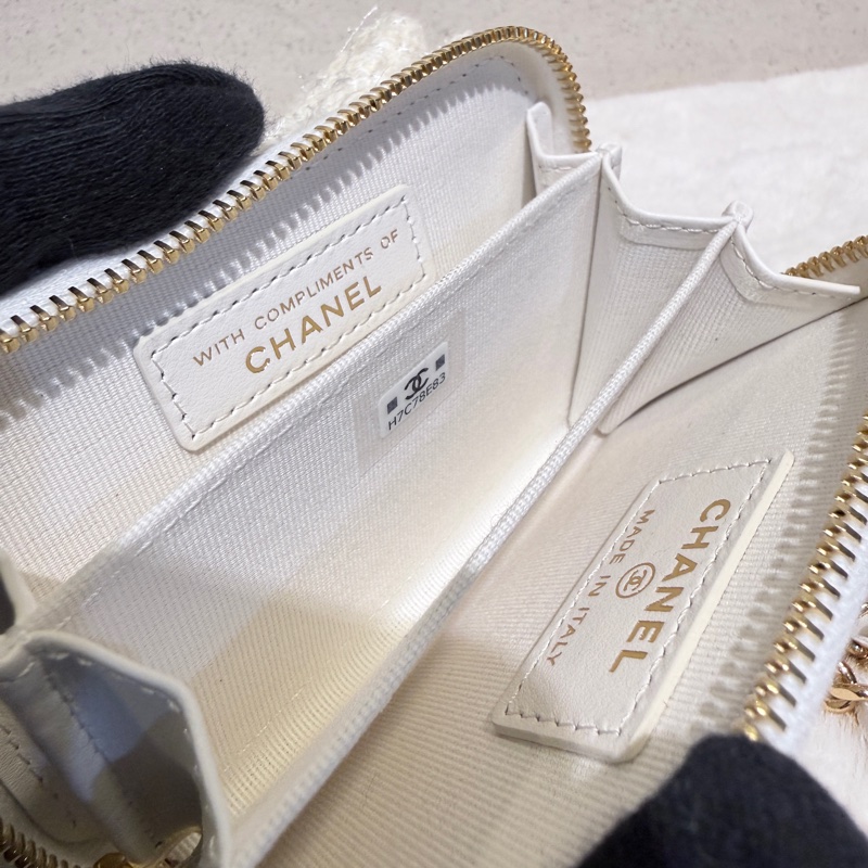 Chanel✨2023A白金毛呢蝴蝶結卡包零錢包-27