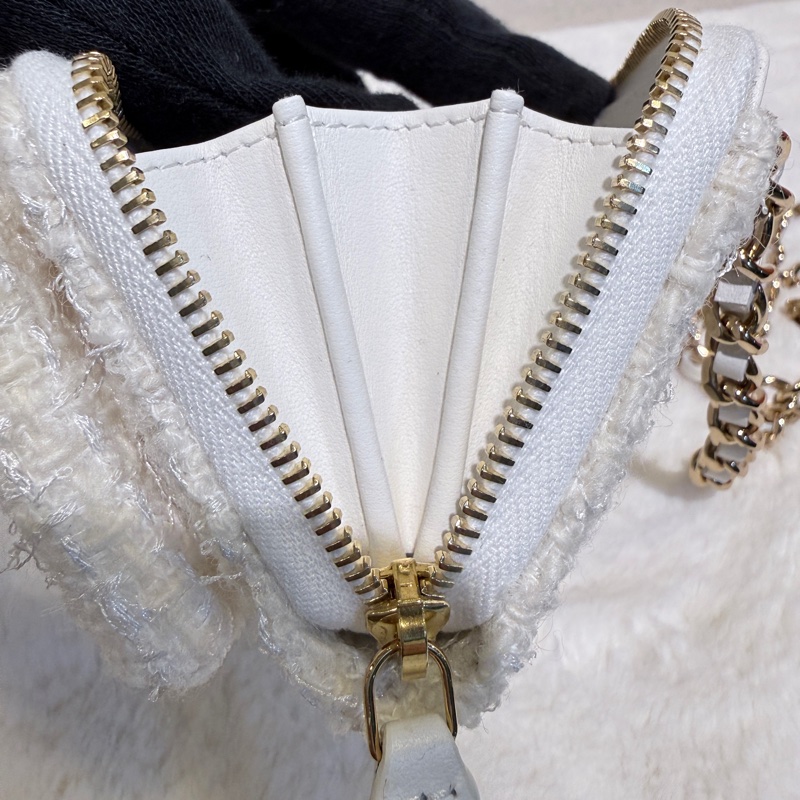 Chanel✨2023A白金毛呢蝴蝶結卡包零錢包-28