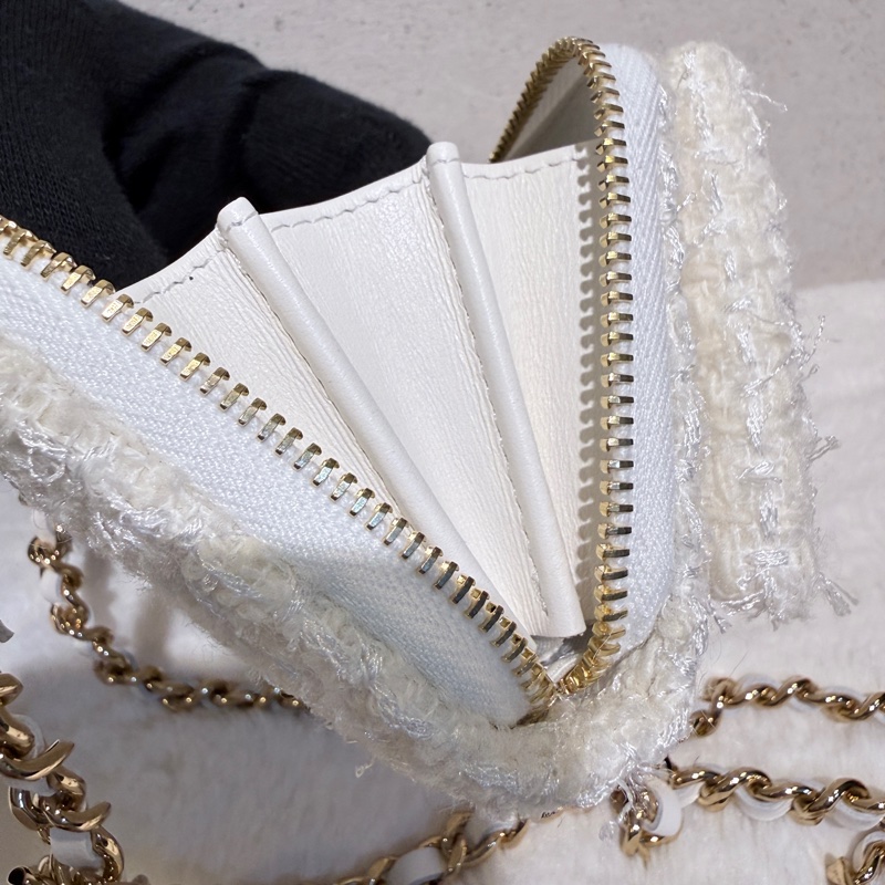Chanel✨2023A白金毛呢蝴蝶結卡包零錢包-29