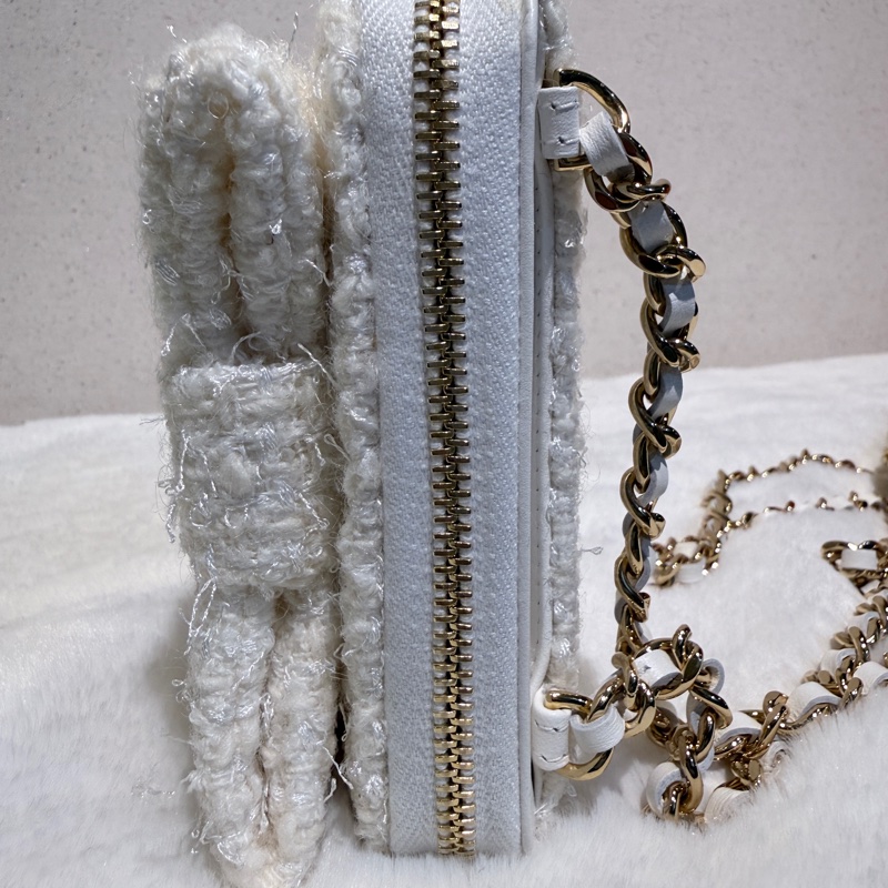 Chanel✨2023A白金毛呢蝴蝶結卡包零錢包-31