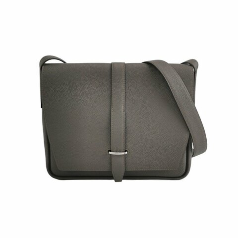 Hermes Steve Light斜挎包單肩包Togo牛皮銀扣8F錫器灰U刻