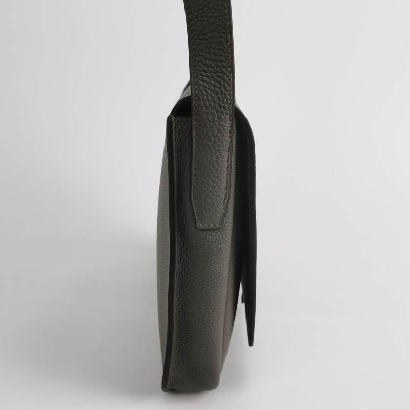 Hermes Steve Light斜挎包單肩包Togo牛皮銀扣8F錫器灰U刻-3