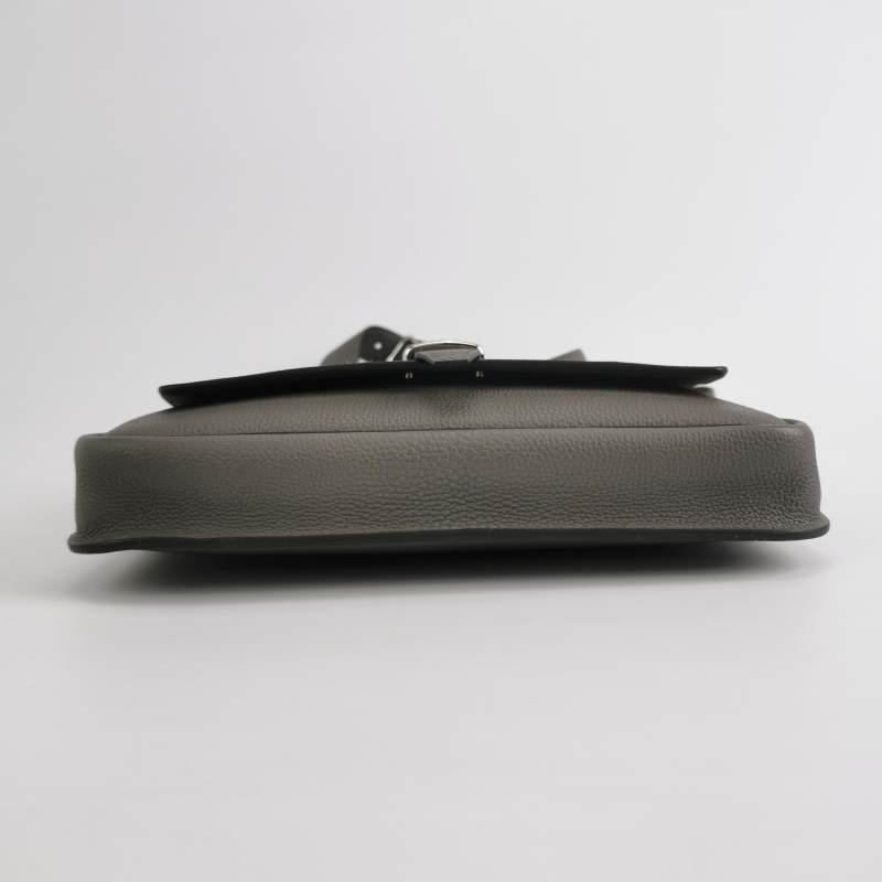 Hermes Steve Light斜挎包單肩包Togo牛皮銀扣8F錫器灰U刻-5