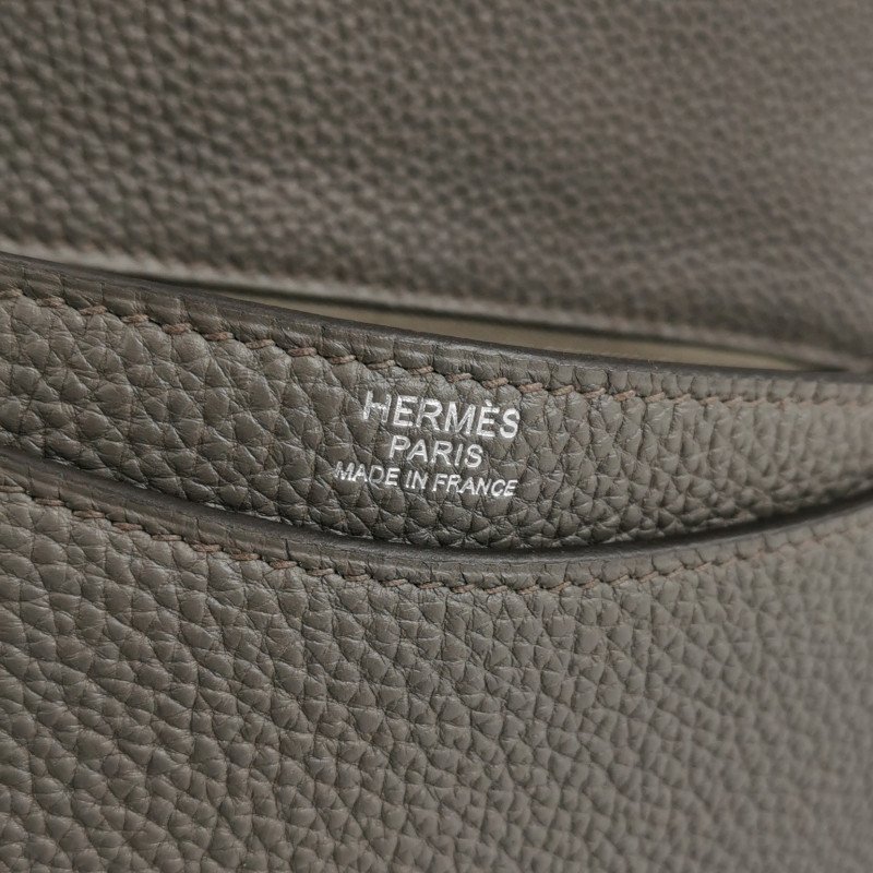 Hermes Steve Light斜挎包單肩包Togo牛皮銀扣8F錫器灰U刻-7