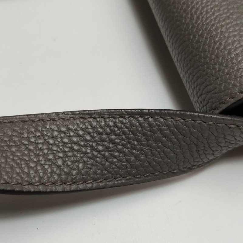 Hermes Steve Light斜挎包單肩包Togo牛皮銀扣8F錫器灰U刻-10