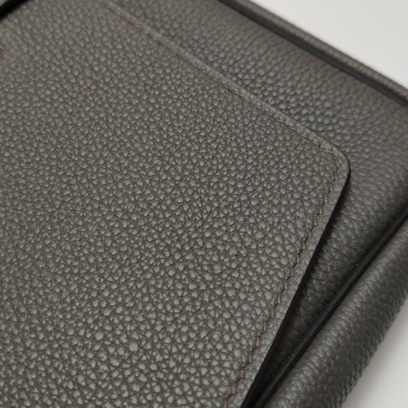 Hermes Steve Light斜挎包單肩包Togo牛皮銀扣8F錫器灰U刻-13