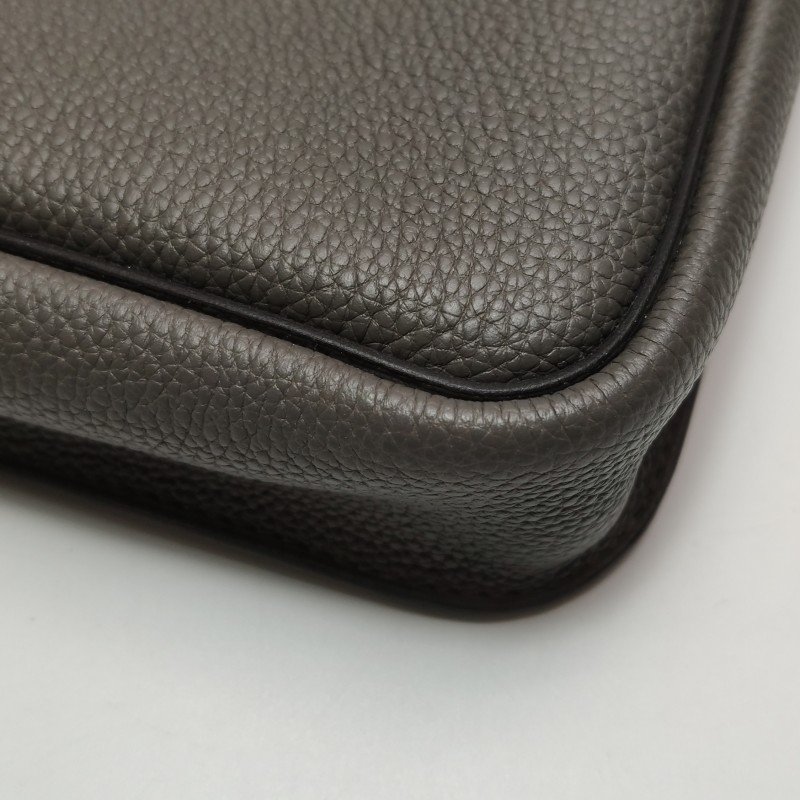 Hermes Steve Light斜挎包單肩包Togo牛皮銀扣8F錫器灰U刻-16