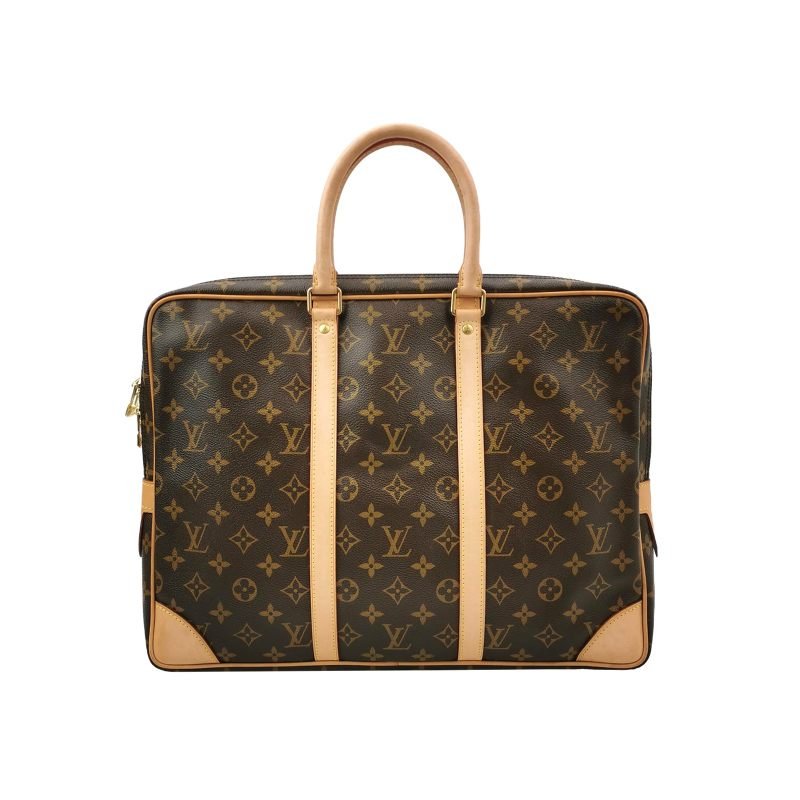 Louis Vuitton(LV)Porte Documents Voyage植革Monogram印花矩形手提包-0