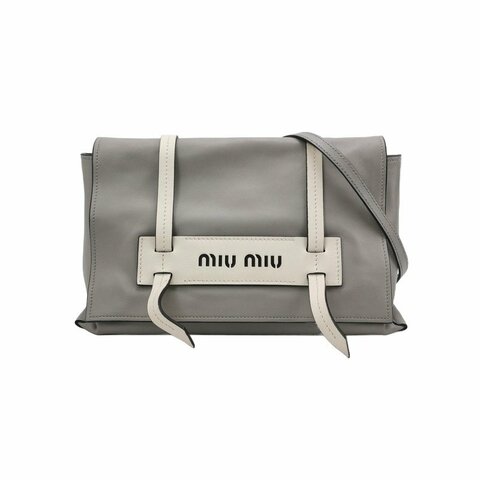 Miu Miu Grace Lux系列牛皮拼色字母Logo斜挎包單肩包