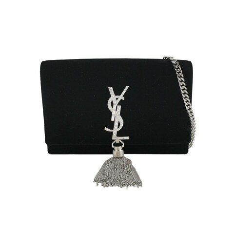 Saint Laurent Kate凱特包小號羊皮絨布鑽扣YSL標誌斜挎包單肩包