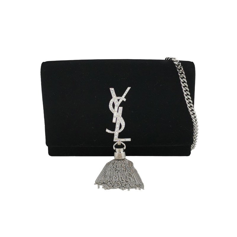 Saint Laurent Kate凱特包小號羊皮絨布鑽扣YSL標誌斜挎包單肩包-0