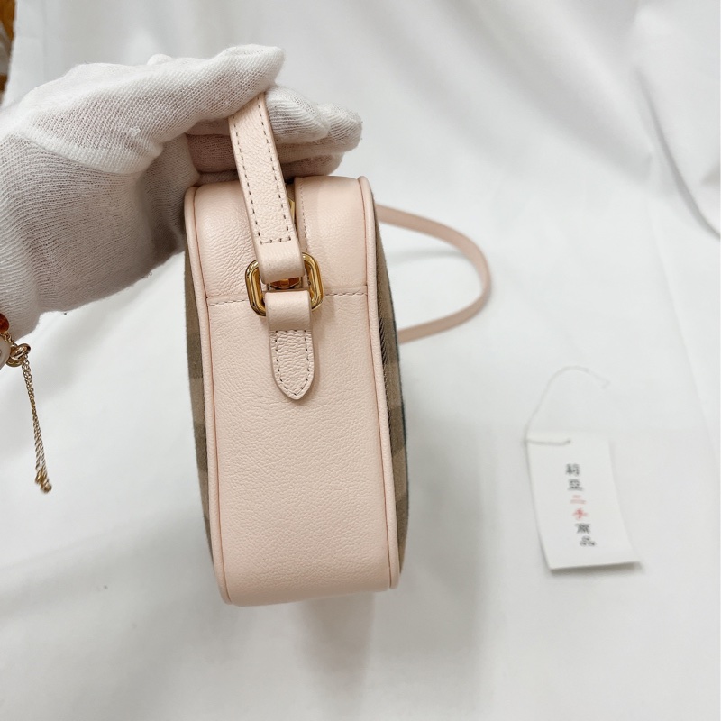 莉亞精品♡Burberry 格紋粉邊相機包 二手-6