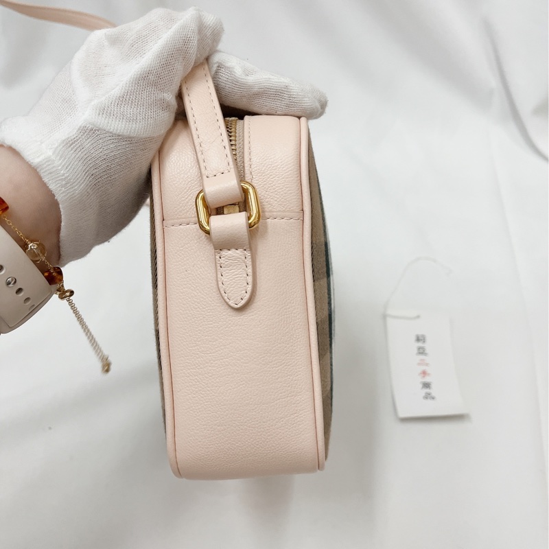 莉亞精品♡Burberry 格紋粉邊相機包 二手-7