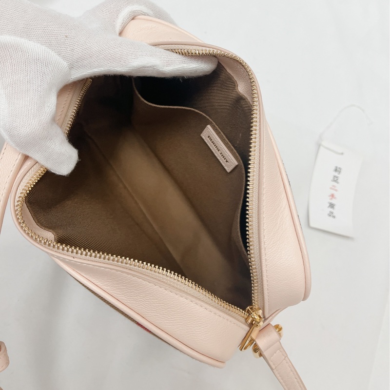 莉亞精品♡Burberry 格紋粉邊相機包 二手-16