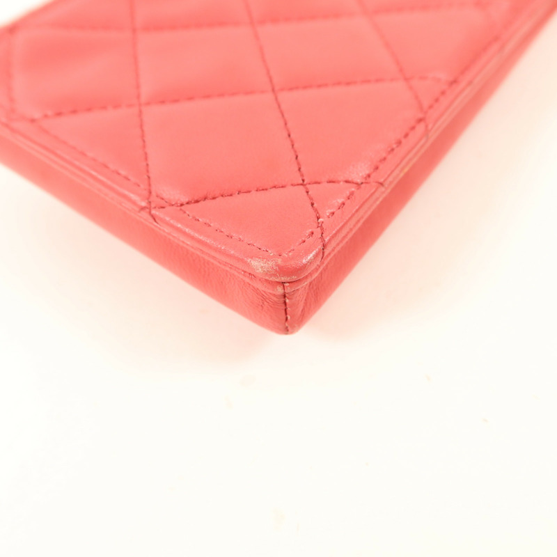 CHANEL 羊皮皮革Phone Holder Chain Shoulder銀扣鏈帶肩背袋-12