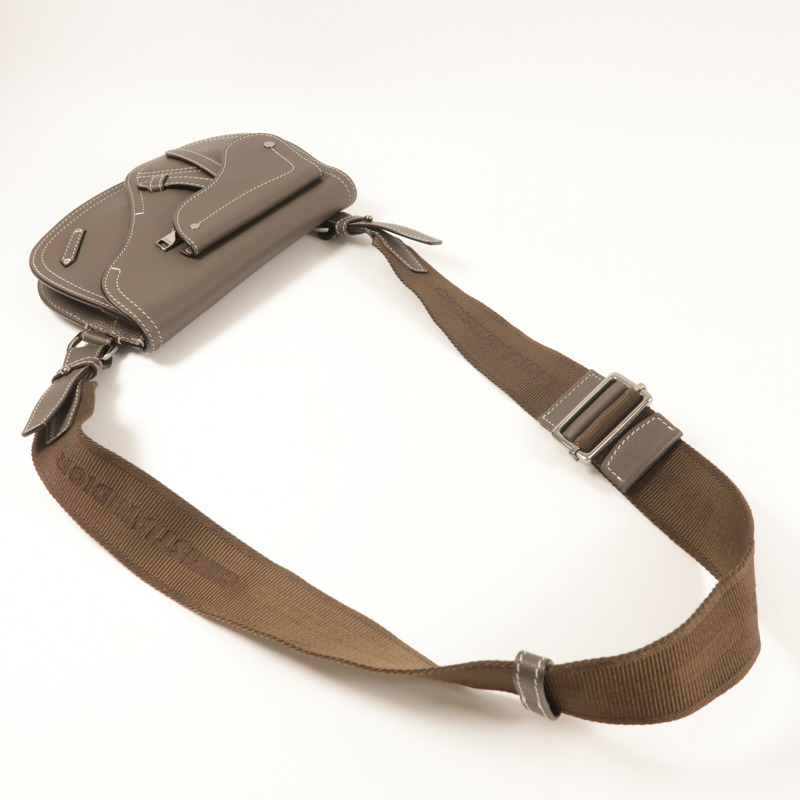 Dior 牛皮皮革Saddle Pouch Bag銀扣肩背袋-7