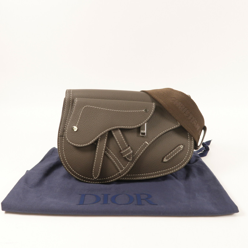 Dior 牛皮皮革Saddle Pouch Bag銀扣肩背袋-8