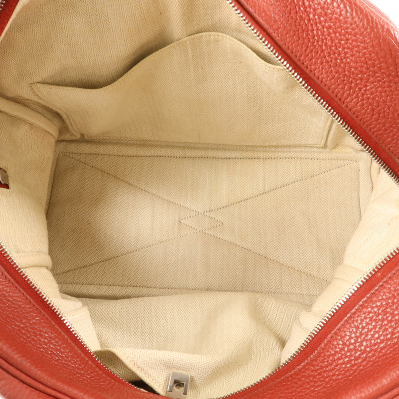 HERMES Clemence皮革Victoria 35銀扣手挽袋Rouge Garance-4