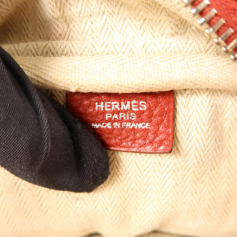 HERMES Clemence皮革Victoria 35銀扣手挽袋Rouge Garance-5