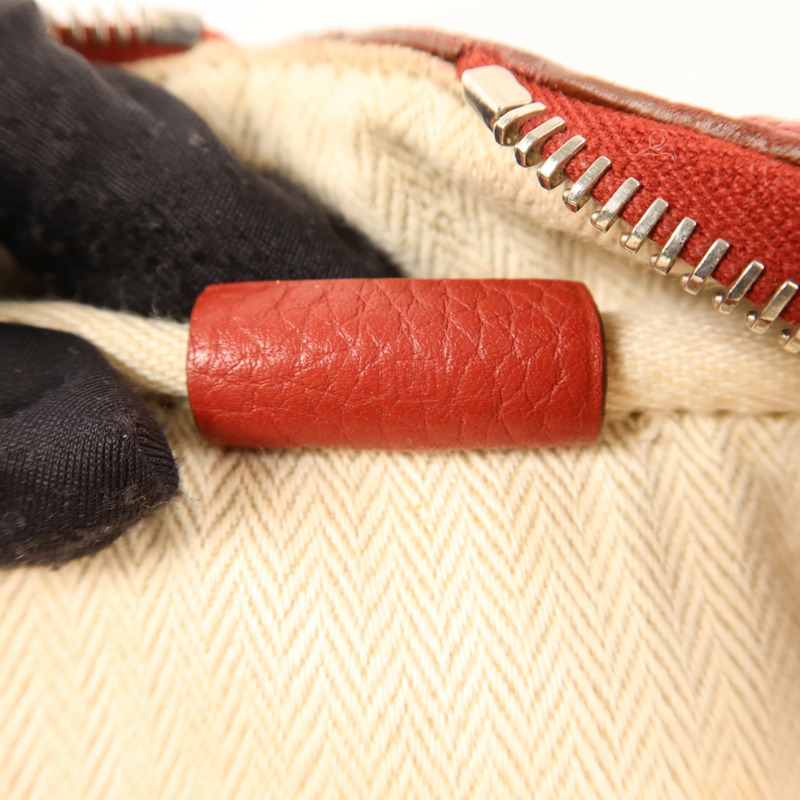 HERMES Clemence皮革Victoria 35銀扣手挽袋Rouge Garance-6