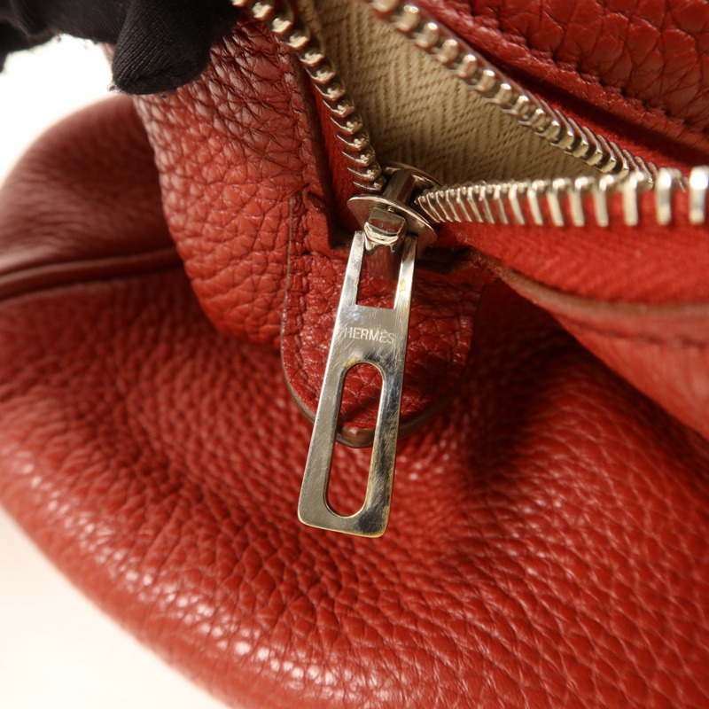 HERMES Clemence皮革Victoria 35銀扣手挽袋Rouge Garance-10