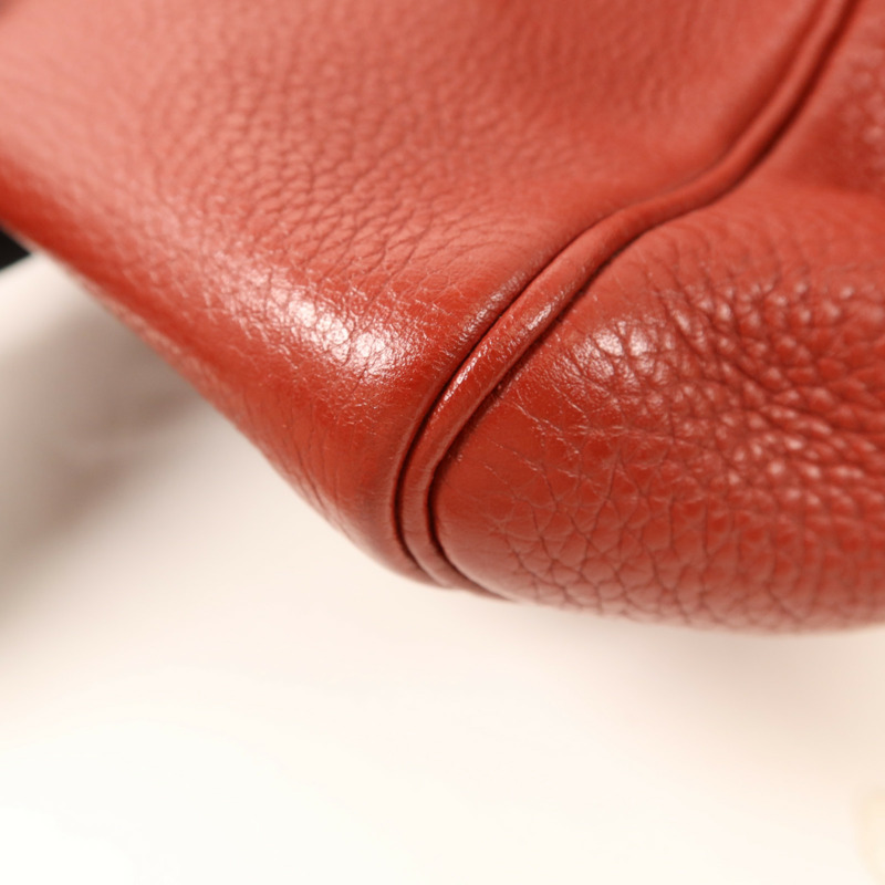 HERMES Clemence皮革Victoria 35銀扣手挽袋Rouge Garance-11