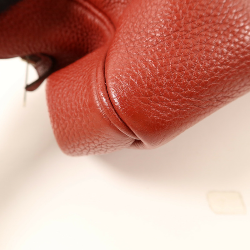 HERMES Clemence皮革Victoria 35銀扣手挽袋Rouge Garance-12