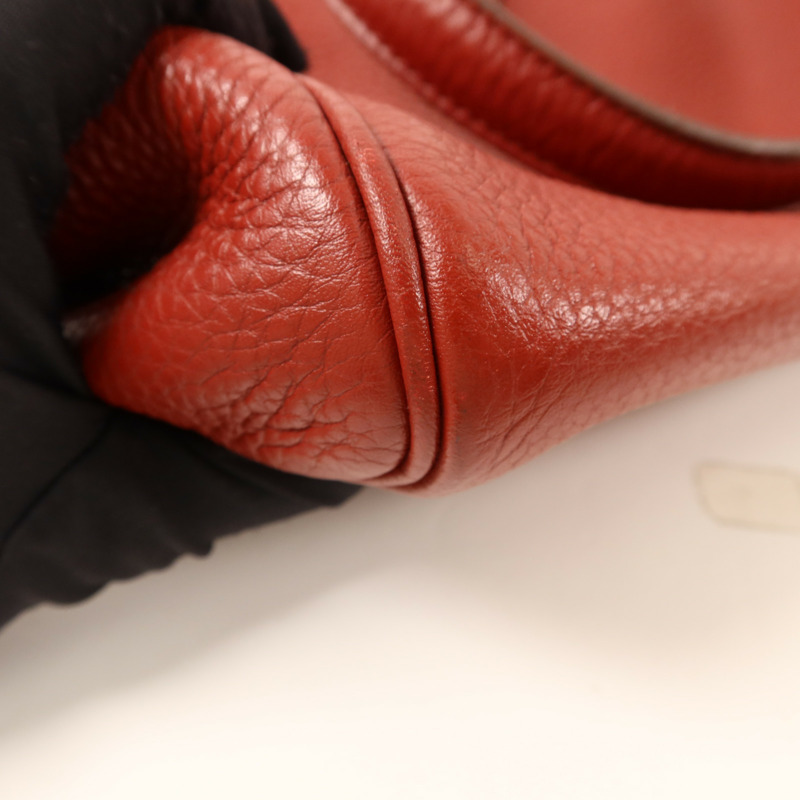 HERMES Clemence皮革Victoria 35銀扣手挽袋Rouge Garance-14
