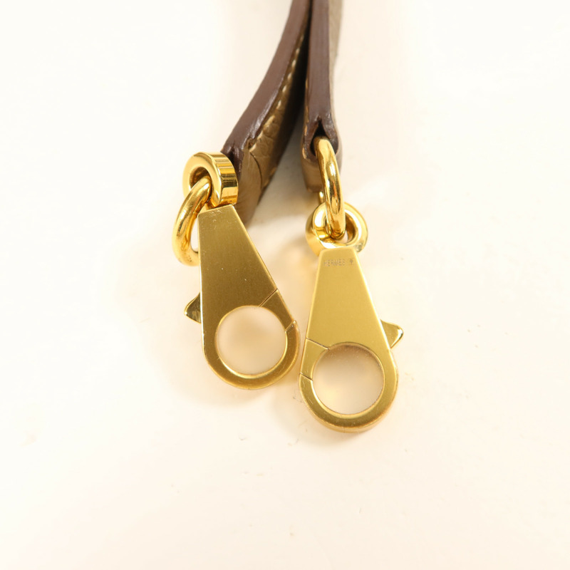 HERMES Togo皮革Kelly 32金扣手挽肩背兩用袋Etoupe-9