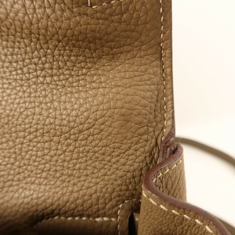 HERMES Togo皮革Kelly 32金扣手挽肩背兩用袋Etoupe-15