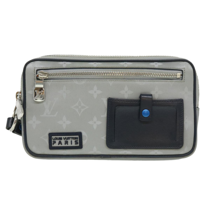 【日本直送】路易威登 Monogram Satellite Alpha 手拿包 銀色 M44171 LV Auth 32344V-12