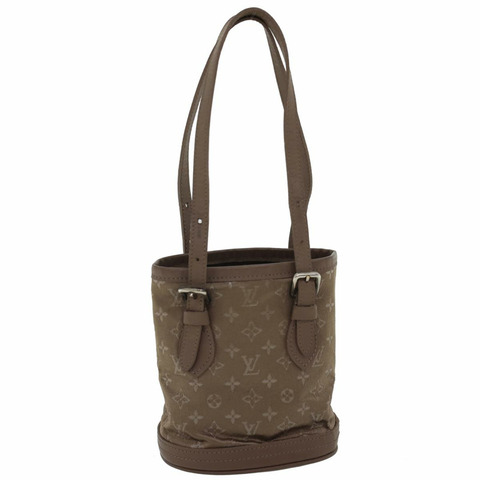 路易威登 Monogram Satin 小水桶手提包 米色 M92145 LV Auth am3521V