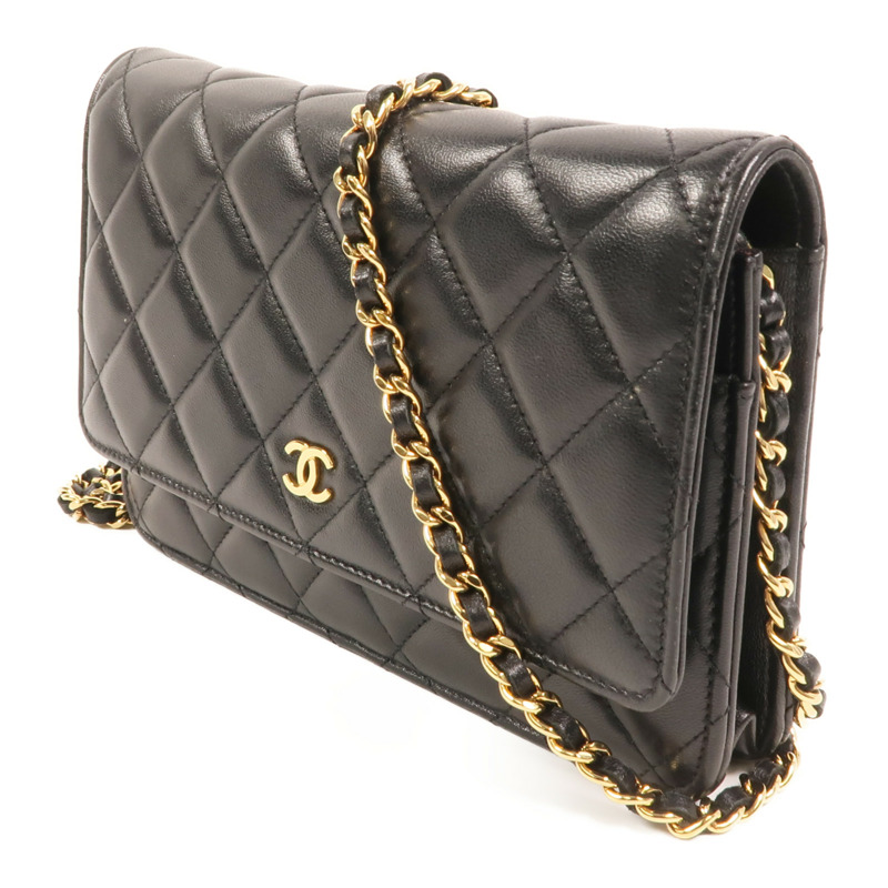 CHANEL 羊皮皮革Wallet On Chain金扣鏈帶肩背袋-2