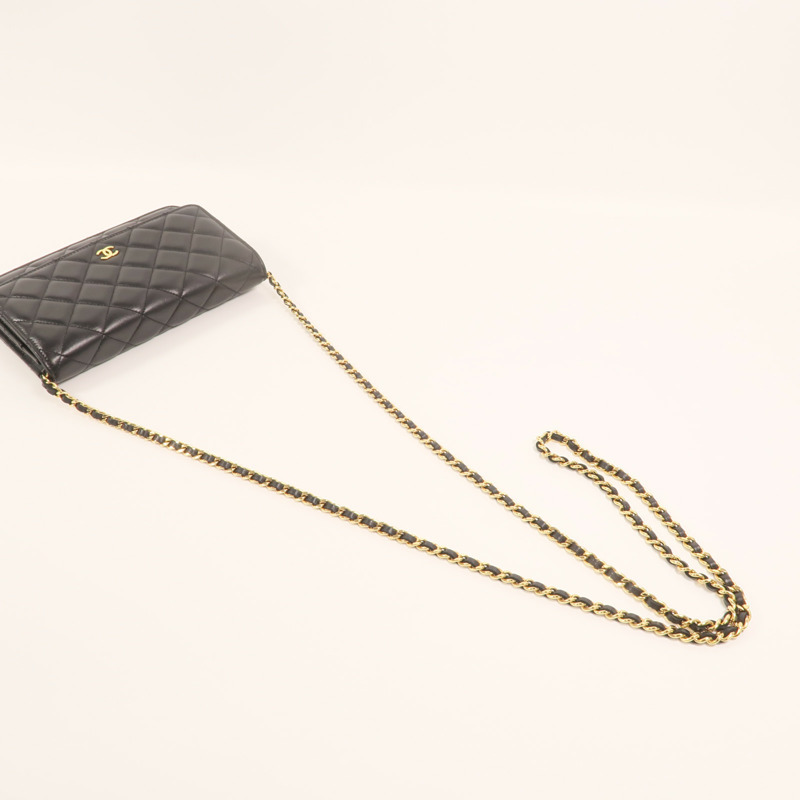 CHANEL 羊皮皮革Wallet On Chain金扣鏈帶肩背袋-7