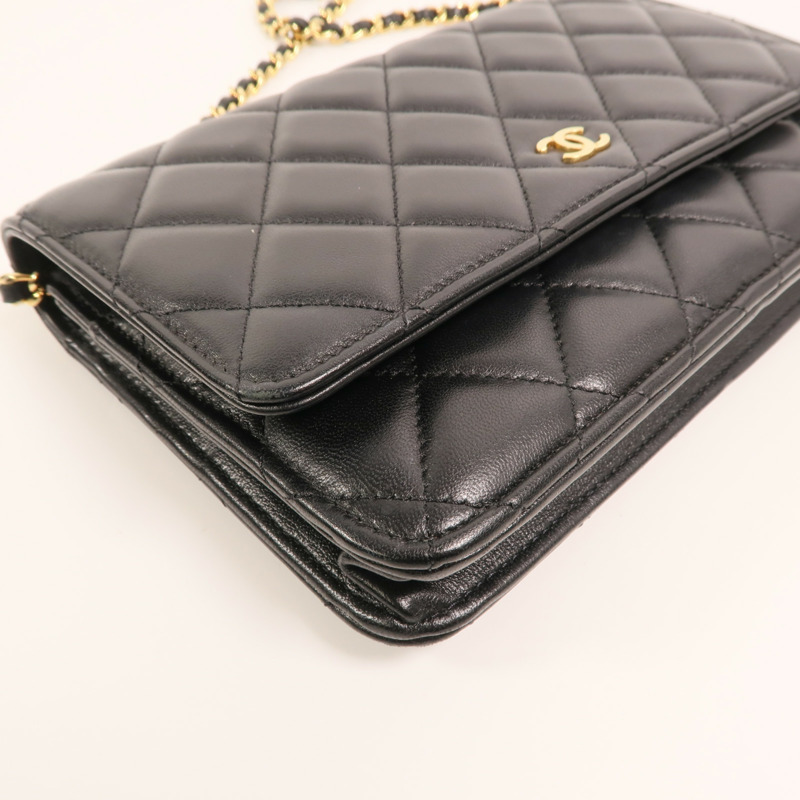 CHANEL 羊皮皮革Wallet On Chain金扣鏈帶肩背袋-9