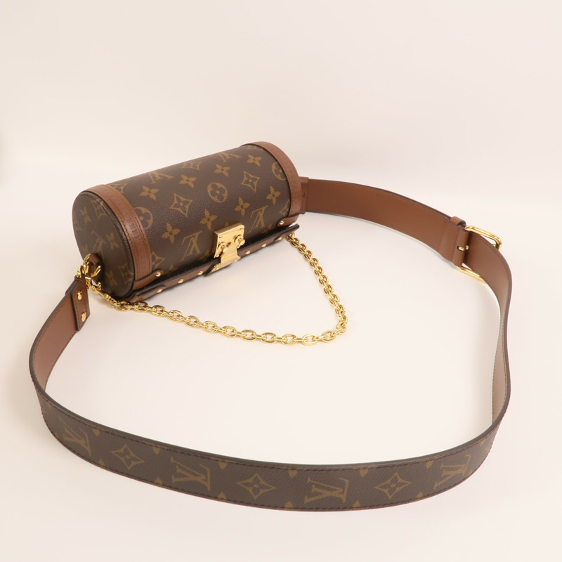 LOUIS VUITTON Monogram Papillon Trunk金扣手挽肩背兩用袋棕色-6