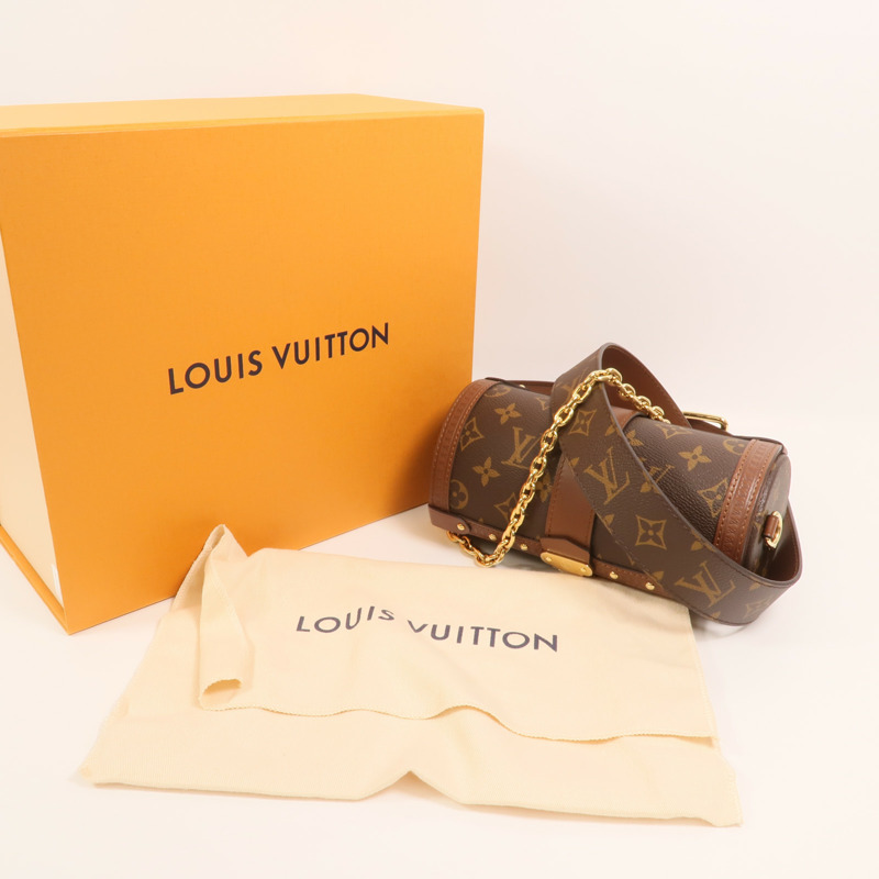 LOUIS VUITTON Monogram Papillon Trunk金扣手挽肩背兩用袋棕色-7