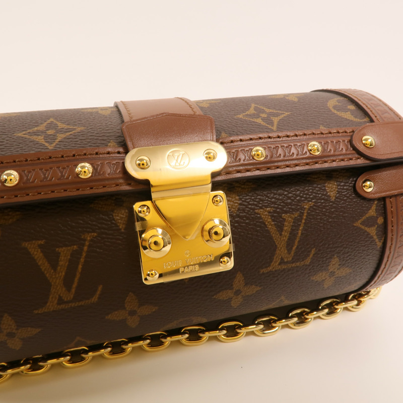 LOUIS VUITTON Monogram Papillon Trunk金扣手挽肩背兩用袋棕色-12