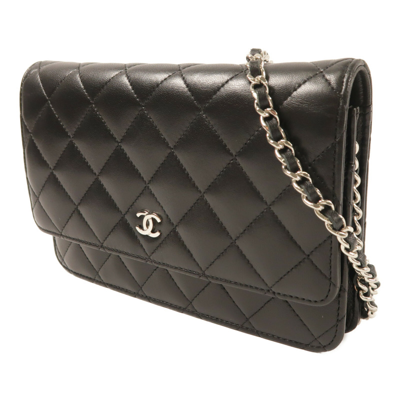 CHANEL 羊皮皮革WOC Wallet On Chain銀扣鏈帶肩背袋-2