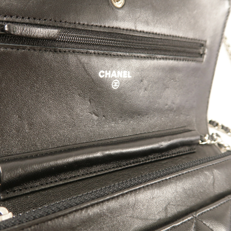 CHANEL 羊皮皮革WOC Wallet On Chain銀扣鏈帶肩背袋-6