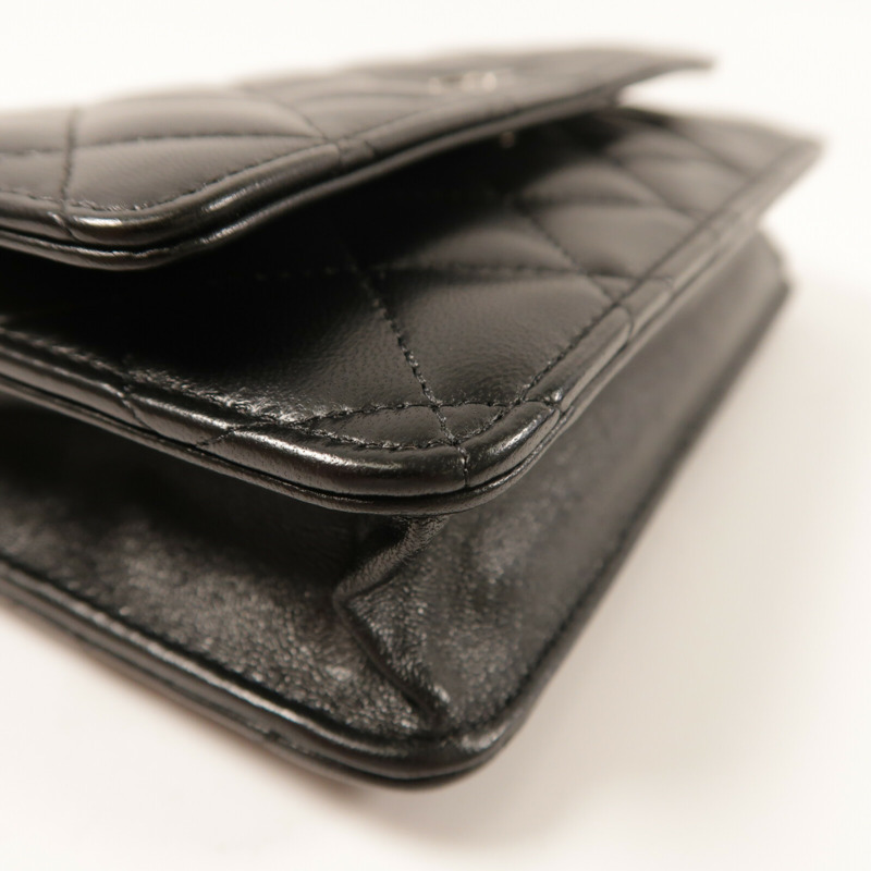 CHANEL 羊皮皮革WOC Wallet On Chain銀扣鏈帶肩背袋-12