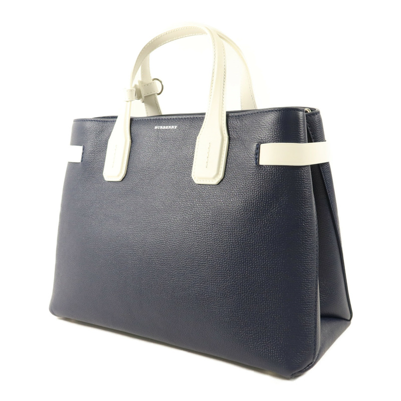 BURBERRY 牛皮皮革Banner Bag銀扣手挽肩背兩用袋-2