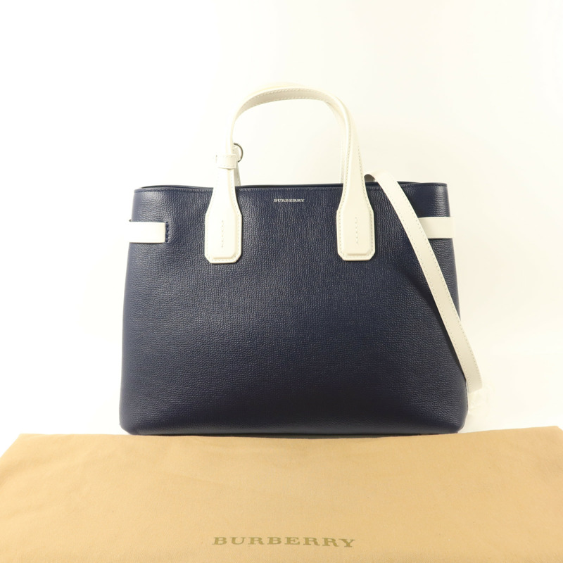 BURBERRY 牛皮皮革Banner Bag銀扣手挽肩背兩用袋-9