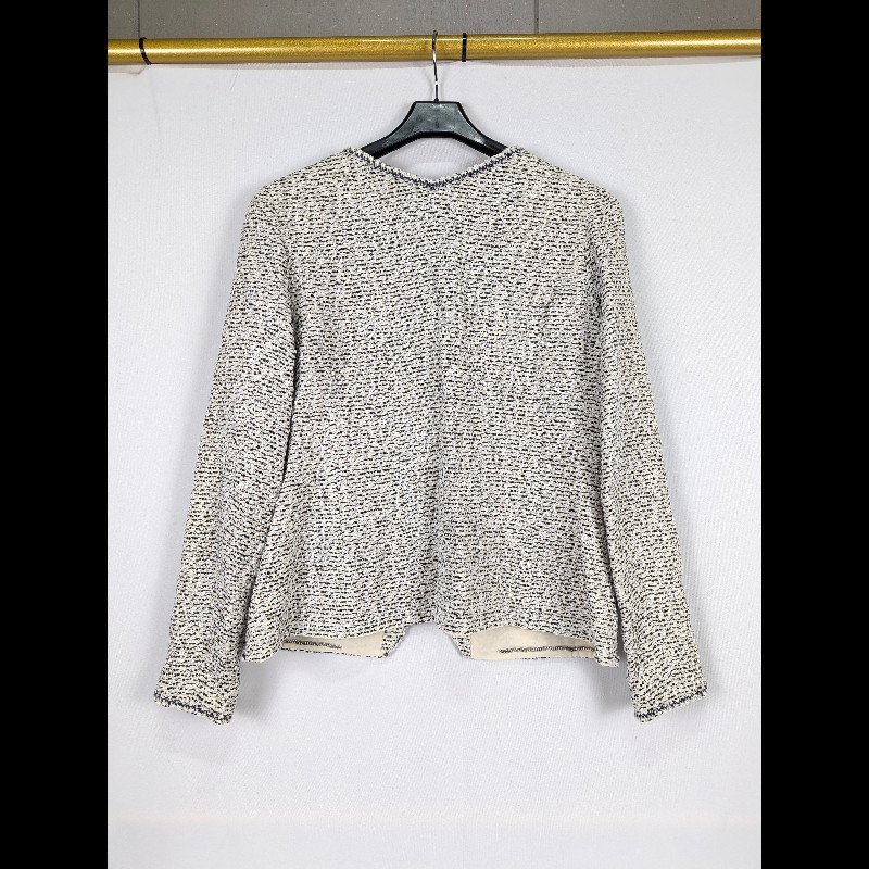 莉亞精品♡Chanel 黑灰毛呢小香風外套 尺碼41 二手美品-3