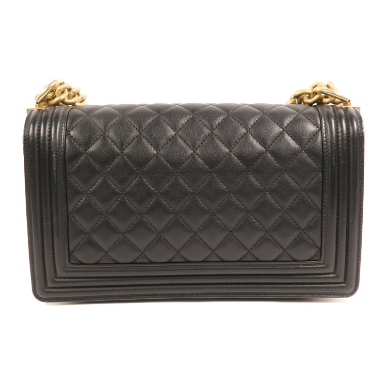 CHANEL 羊皮皮革Boy 25金扣鏈帶肩背袋-1