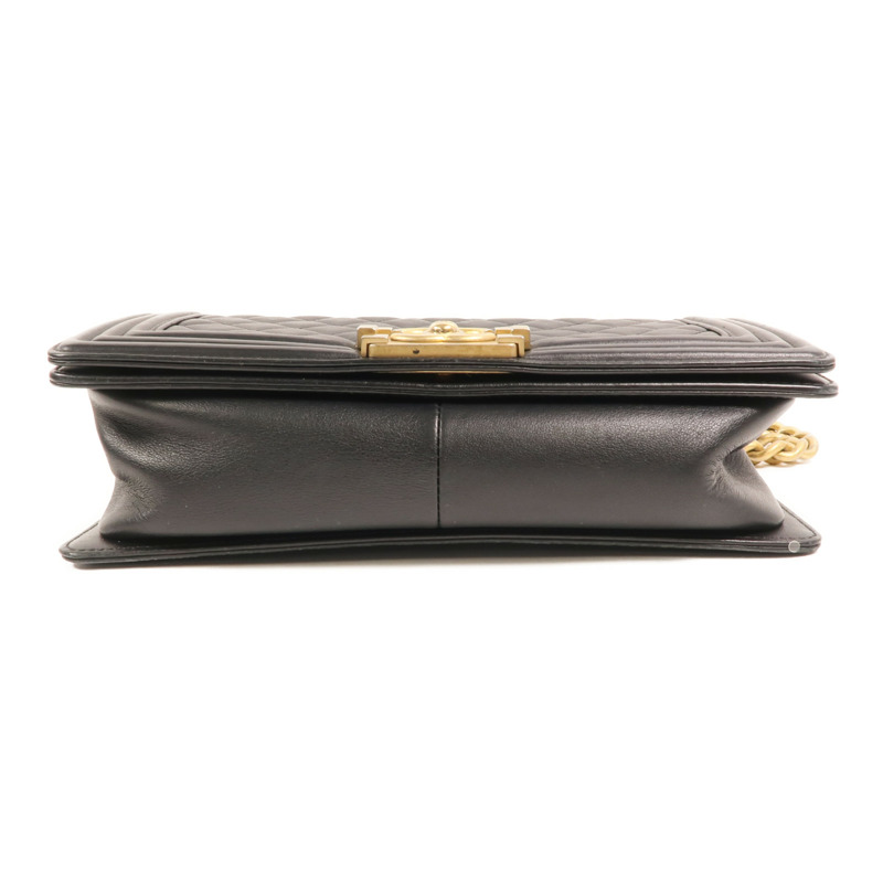 CHANEL 羊皮皮革Boy 25金扣鏈帶肩背袋-3