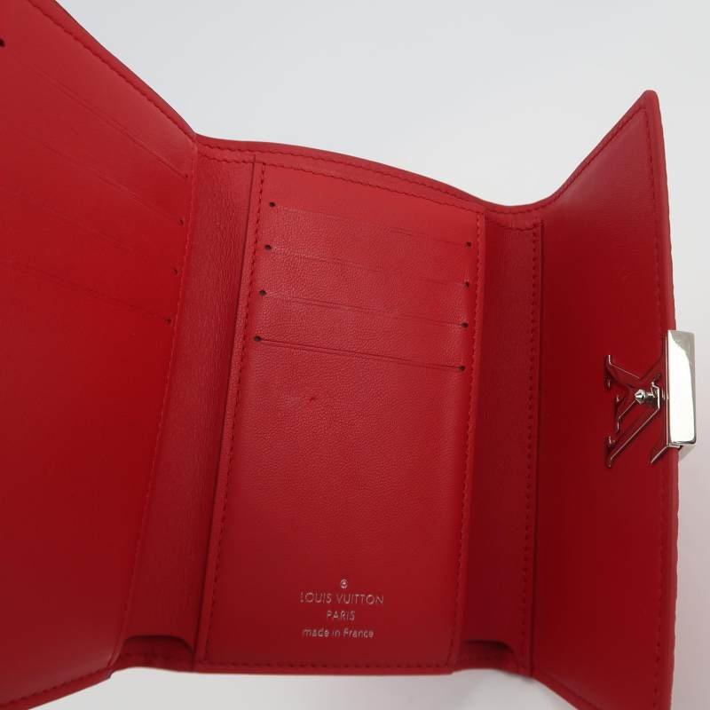 Louis Vuitton(LV)Capucines迷你牛皮純色金屬搭扣錢包-5