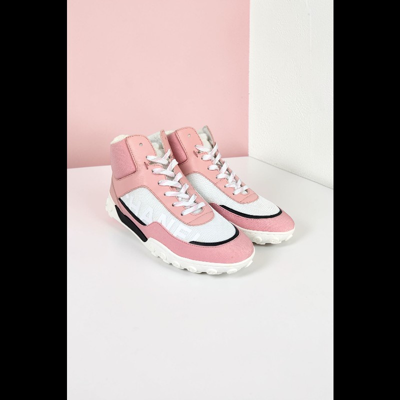 莉亞精品♡Chanel 網面高筒運動鞋 尺碼37 近新閒置-0