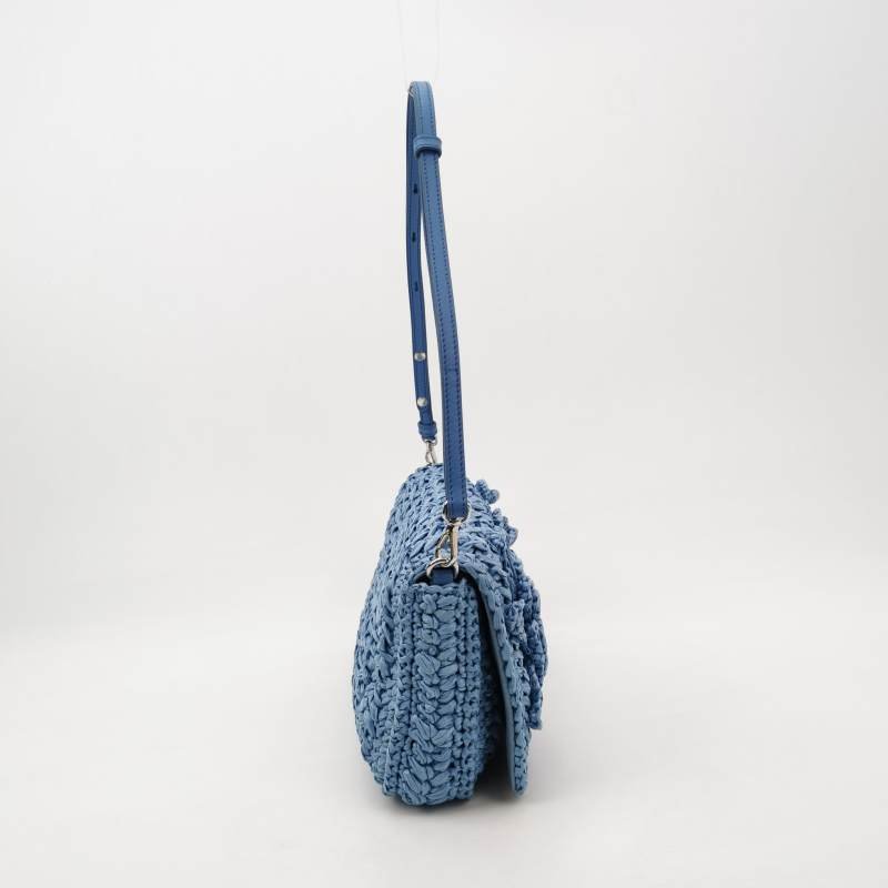 Miu Miu Miu Crystal 系列純色金屬扣珩縫鑽飾單肩包-3